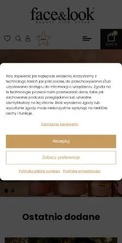 Anteprima del sito Face&Look, media di Polonia per articoli sponsorizzati