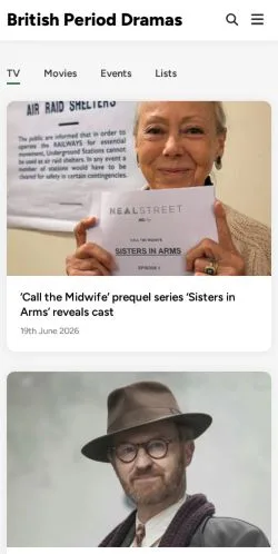 Anteprima del sito British Period Dramas, media di Regno Unito per articoli sponsorizzati
