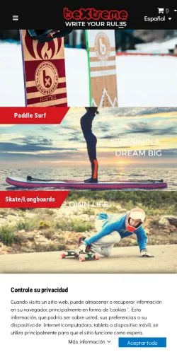 Förhandsvisning av webbplatsen Bextremeboards, medium i Spanien för sponsrade artiklar