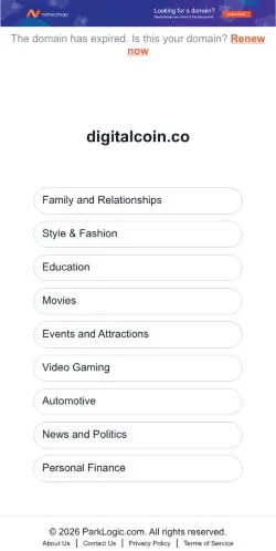 Pré-visualização do site Digitalcoin, meio de Estados Unidos para artigos patrocinados