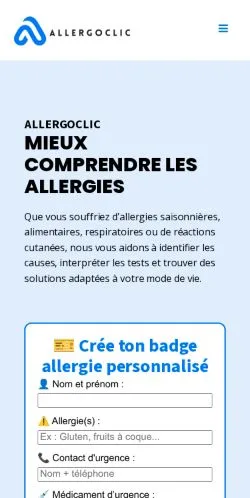 Aperçu du site Allergoclic.fr, média de France pour articles sponsorisés