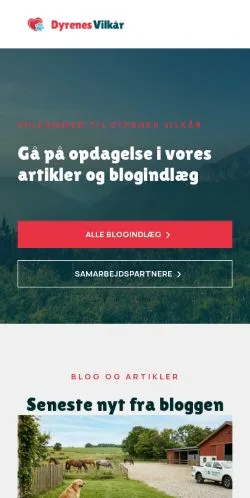 Anteprima del sito Dyrenes Vilkår, media di Danimarca per articoli sponsorizzati