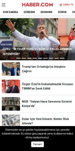 Förhandsvisning av webbplatsen Haber, medium i Turkiet för sponsrade artiklar