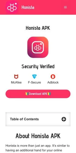 Anteprima del sito Honista APK, media di India per articoli sponsorizzati
