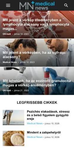 Vista previa del sitio Medical News Magazin, medio de Hungría para artículos patrocinados