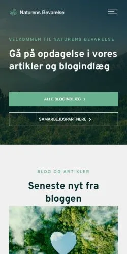 Anteprima del sito Naturens Bevarelse, media di Danimarca per articoli sponsorizzati