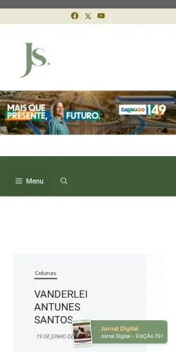 스폰서 기사용 브라질 매체 - Jornal do Sudoeste 사이트 미리보기