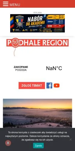 Anteprima del sito Podhale Region, media di Polonia per articoli sponsorizzati