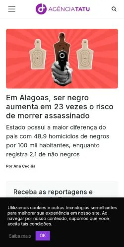 Anteprima del sito Agência Tatu, media di Brasile per articoli sponsorizzati