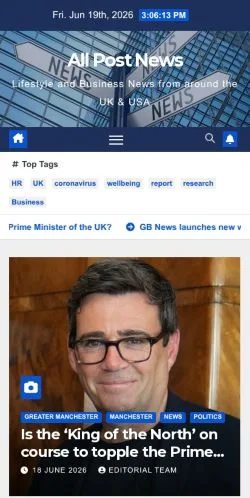 Anteprima del sito All Post News, media di Regno Unito per articoli sponsorizzati