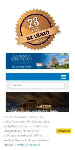 Anteprima del sito Az Utazó Magazin, media di Ungheria per articoli sponsorizzati