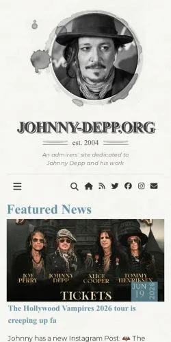スポンサード記事向けのアメリカ合衆国メディア、Johnny-Deppのサイトプレビュー