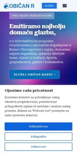 스폰서 기사용 크로아티아 매체 Obican Radio 사이트 미리보기