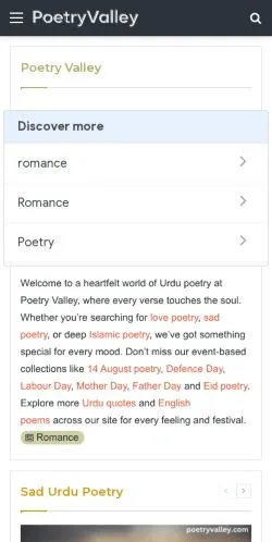 Anteprima del sito Poetry Valley, media di Stati Uniti per articoli sponsorizzati
