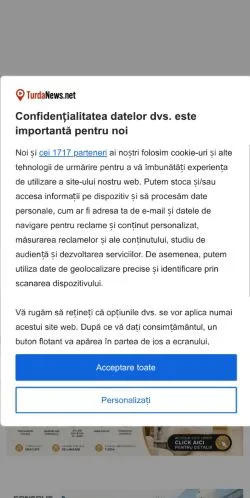Podgląd witryny TurdaNews, medium z kraju Rumunia do artykułów sponsorowanych