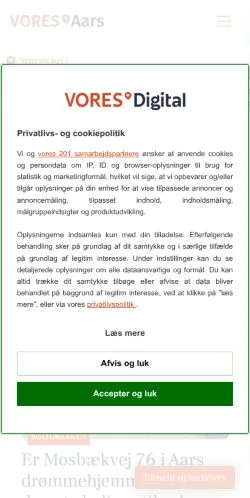 Anteprima del sito VORES Aars, media di Danimarca per articoli sponsorizzati