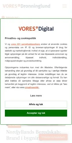 Anteprima del sito VORES Dronninglund, media di Danimarca per articoli sponsorizzati