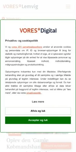 Podgląd witryny Vores Lemvig, medium z kraju Dania do artykułów sponsorowanych