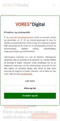 Podgląd witryny VORES Sindal, medium z kraju Dania do artykułów sponsorowanych