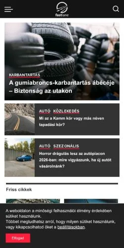 Anteprima del sito FastLane autós blog, media di Ungheria per articoli sponsorizzati