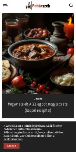 Anteprima del sito Pohárszék, media di Ungheria per articoli sponsorizzati