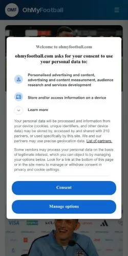 Anteprima del sito OhMyFootball, media di Stati Uniti per articoli sponsorizzati