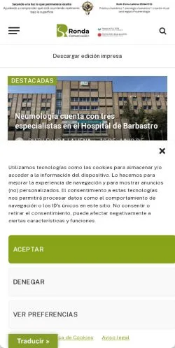 Anteprima del sito Ronda Somontano, media di Spagna per articoli sponsorizzati