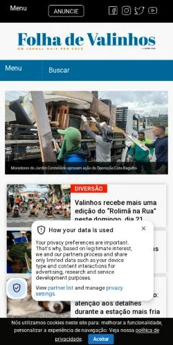 Podgląd witryny Folha de Valinhos, medium z kraju Brazylia do artykułów sponsorowanych