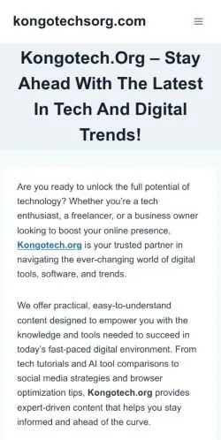 Voorbeeld van de site kongotechsorg.com, medium uit Verenigde Staten voor gesponsorde artikelen