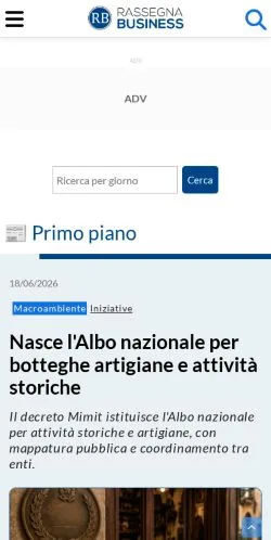 Anteprima del sito Rassegna Business, media di Italia per articoli sponsorizzati