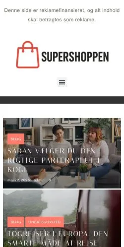 Anteprima del sito Supershoppen, media di Danimarca per articoli sponsorizzati