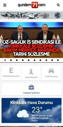 Pré-visualização do site Gündem 71, meio de Turquia para artigos patrocinados