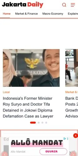 스폰서 기사용 인도네시아 매체 Jakarta Daily 사이트 미리보기