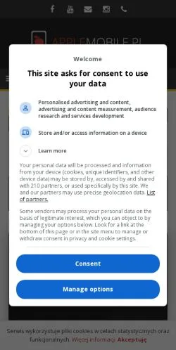 Voorbeeld van de site Applemobile, medium uit Polen voor gesponsorde artikelen