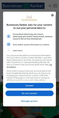 Anteprima del sito BusinessesRanker, media di Stati Uniti per articoli sponsorizzati