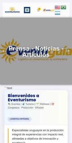Anteprima del sito Eventurismo, media di Spagna per articoli sponsorizzati