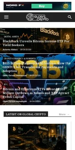 Podgląd witryny Global Crypto, medium z kraju Stany Zjednoczone do artykułów sponsorowanych