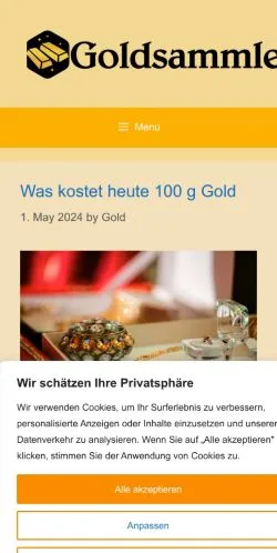 Podgląd witryny Goldsammler -, medium z kraju Stany Zjednoczone do artykułów sponsorowanych