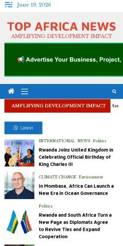 Podgląd witryny Top Africa News, medium z kraju Stany Zjednoczone do artykułów sponsorowanych
