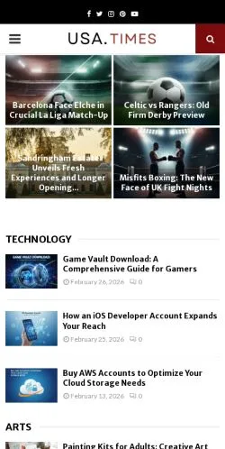 Anteprima del sito USA Times, media di Regno Unito per articoli sponsorizzati