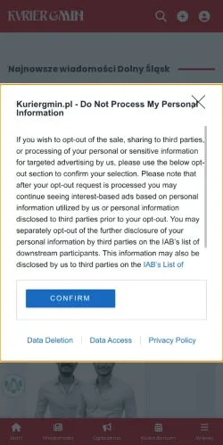 スポンサード記事向けのポーランドメディア、Kuriergminのサイトプレビュー