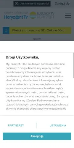 Anteprima del sito Horyzont TV, media di Polonia per articoli sponsorizzati