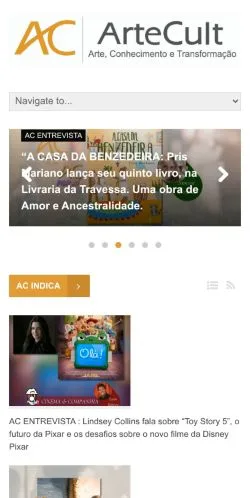 Forhåndsvisning af ARTECULT.COM, medie fra Brasilien til sponsorerede artikler