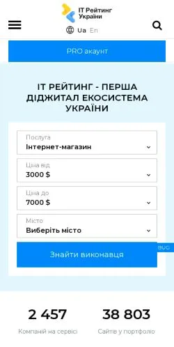 Anteprima del sito IT Рейтинг UA, media di Ucraina per articoli sponsorizzati