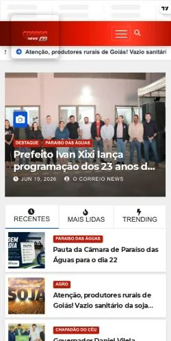 Podgląd witryny O Correio News, medium z kraju Brazylia do artykułów sponsorowanych