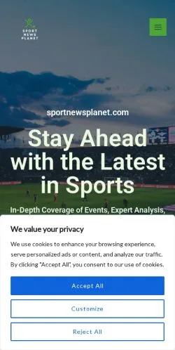 Vista previa del sitio Sport News Planet, medio de Estados Unidos para artículos patrocinados