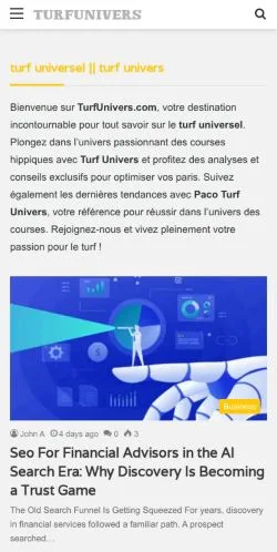 Forhåndsvisning af Turf Univers, medie fra USA til sponsorerede artikler