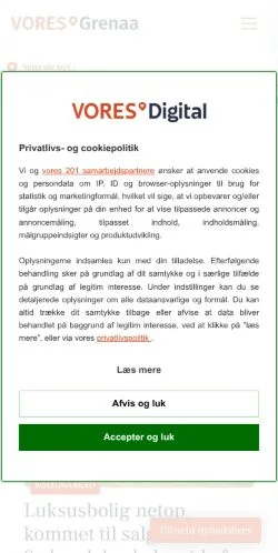 Podgląd witryny VORES Grenaa, medium z kraju Dania do artykułów sponsorowanych