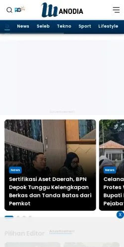 Anteprima del sito Wanodia, media di Indonesia per articoli sponsorizzati
