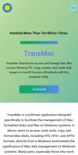 スポンサード記事向けのアメリカ合衆国メディア、TransMacのサイトプレビュー